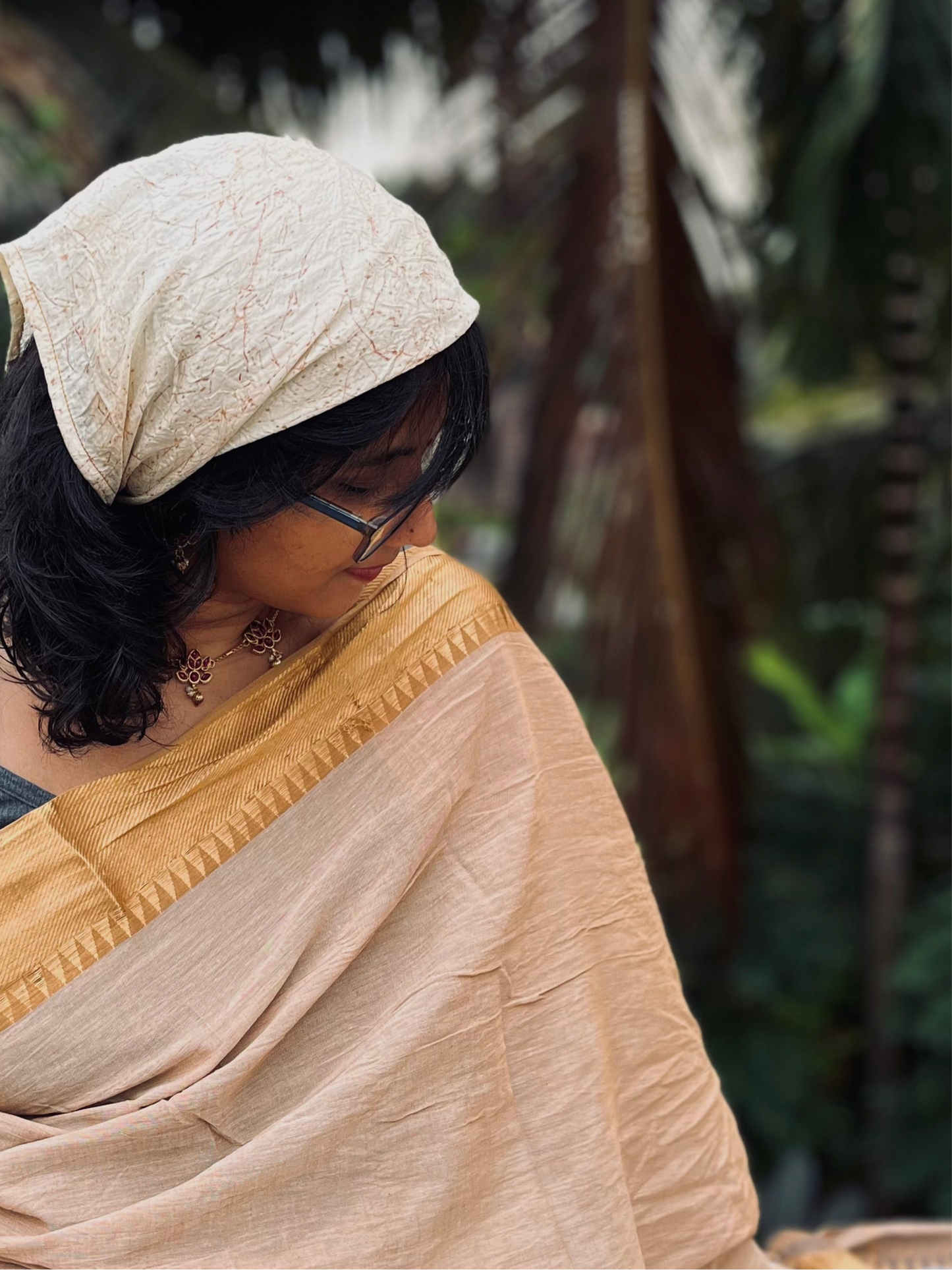 Casuarina white silk scarf - small