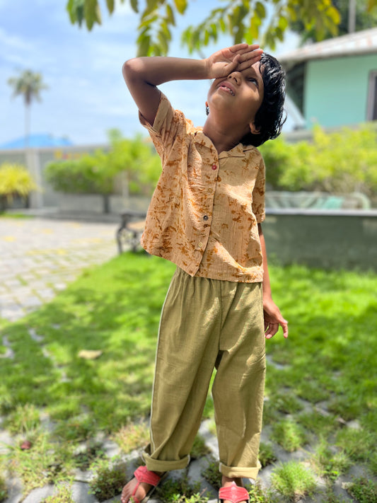 Forest-green trousers